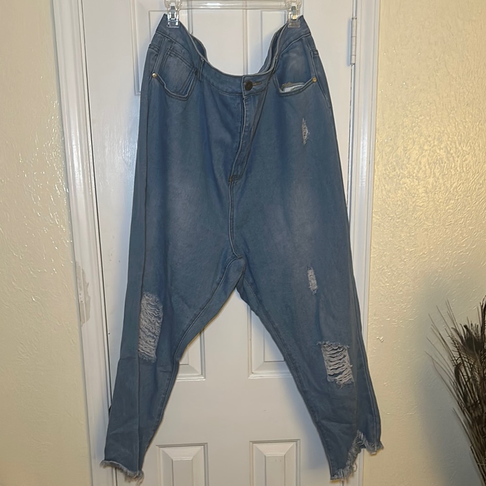 Distressed Blue Denim Jeans